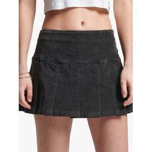 Superdry Vintage Pleated Cord Mini Skirt - Bison Black - Female - Size: 14