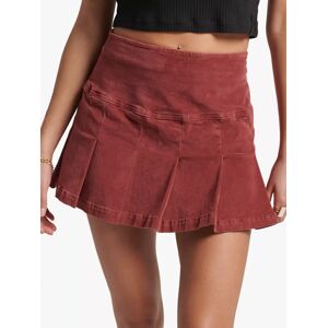 Superdry Vintage Pleated Cord Mini Skirt - Merlot - Female - Size: 6