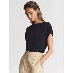 Reiss Poppy High Neck Jersey Top - Navy - Female - Size: XS