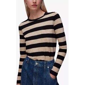 Whistles Stripe Chest Pocket Long Sleeve T-Shirt - Black/Beige - Female - Size: 8