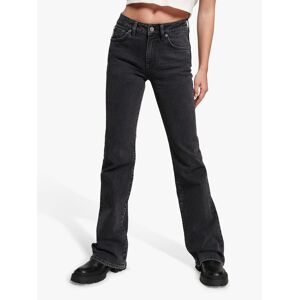 Superdry Mid Rise Slim Flare Jeans - Walcott Black Stone - Female - Size: W26/L32