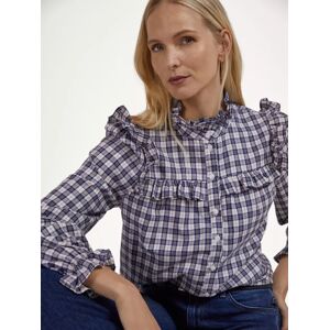 Baukjen Cambrie Organic Cotton Check Blouse, Navy - Navy - Female - Size: 16