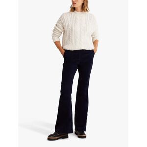Boden Cord Fitted Flared Trousers, French Navy - French Navy - Female - Size: 10