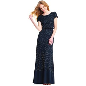 Adrianna Papell Blouson Beaded Evening Maxi Dress - Navy - Female - Size: 10