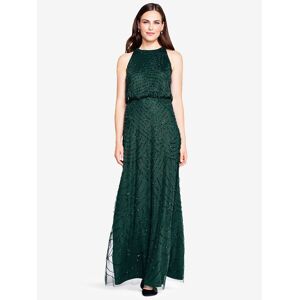 Adrianna Papell Beaded Halter Neck Evening Maxi Dress - Dusty Emerald - Female - Size: 6