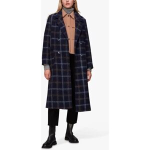 Whistles Double Breasted Check Wool Blend Coat, Navy - Navy - Female - Size: XS