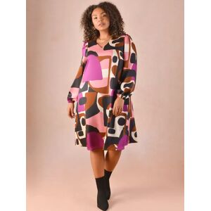 Live Unlimited Curve Block Print V-Neck Tunic Dress, Purple/Multi - Purple/Multi - Female - Size: 12