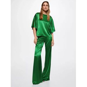 Mango Federica Satin Trousers, Green - Green - Female - Size: L