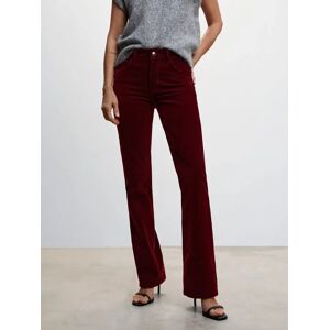 Mango Velvet Flared Jeans, Dark Red - Dark Red - Female - Size: 18