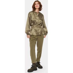 Saint Tropez Stella Tie Front Long Sleeve Shirt - Army Green Fresco - Female - Size: XXL