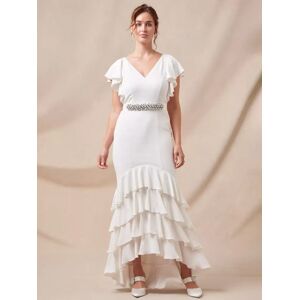 Phase Eight Ellery Embellished Frill Maxi Dress, Parchment - Parchment - Female - Size: 16