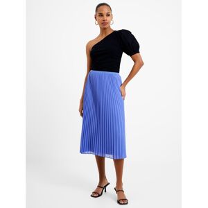 French Connection Pleated Solid Midi Skirt - Ocean Depths - Female - Size: L