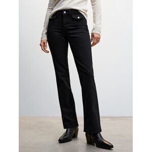 Mango Flared Cropped Jeans - Black - Female - Size: 10