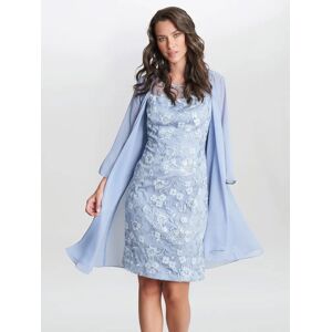 Gina Bacconi Hayley Floral Embroidered Chiffon Jacket and Dress, Light Blue - Light Blue - Female - Size: 16