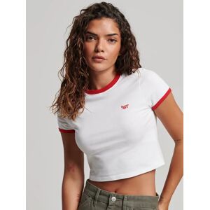 Superdry Organic Cotton Ringer Crop T-Shirt - Optic White/Red - Female - Size: 16