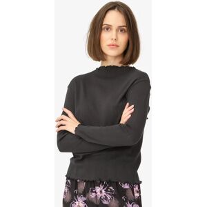 Noa Noa Mindy Long Sleeve Pointelle Organic Cotton Blouse - Black - Female - Size: XXS