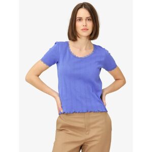 Noa Noa Mindy Pointelle Organic Cotton T-Shirt - Amparo Blue - Female - Size: L