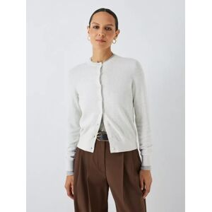 John Lewis Crew Neck Cardigan - Light Grey - Female - Size: 20