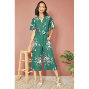 Yumi Mela London Mela Floral Print Culotte Jumpsuit, Green - Green - Female - Size: 8