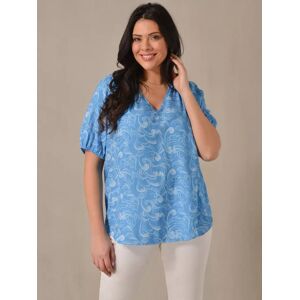 Live Unlimited Curve Dotty Swirl Print Blouse, Blue - Blue - Female - Size: 12