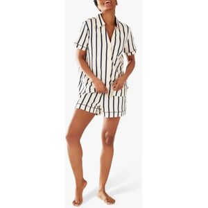 Chelsea Peers Organic Cotton Striped Pyjamas, Navy/White - Navy/White - Female - Size: 8