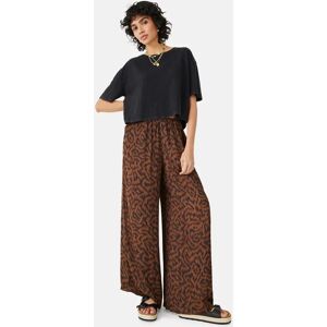 HUSH Abstract Ikat Wide Leg Satin Trousers, Brown/Black - Brown/Black - Female - Size: 6S