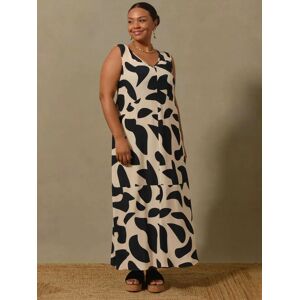 Live Unlimited Abstract Print Sleeveless Maxi Dress, Black/Cream - Black/Cream - Female - Size: 12