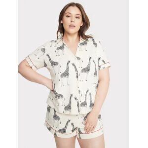 Chelsea Peers Curve Organic Cotton Giraffe Shorts Pyjamas, Off White - Off White - Female - Size: 22