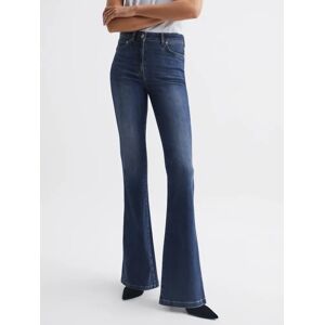 Reiss Petite Beau Skinny Flared Jeans - Mid Blue - Female - Size: 25