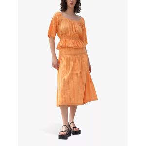 Great Plains Summer Embroidered A-Line Midi Skirt - Papaya - Female - Size: 10