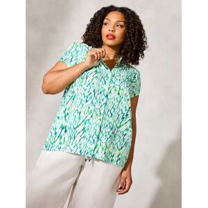 Live Unlimited Curve Animal Print Short Sleeve Shirt, Green/Multi - Green/Multi - Female - Size: 12