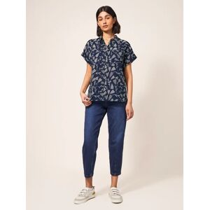 White Stuff Organic Cotton Dobby Print Blouse, Navy - Navy - Female - Size: 8