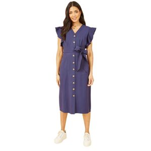 Yumi Frill Sleeve Button Shirt Dress, Navy - Navy - Female - Size: 12