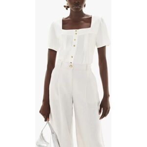 Whistles Lily Square Neck Blouse, White - White - Female - Size: 6