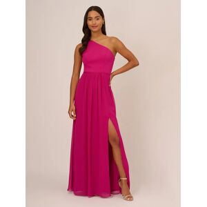 Adrianna Papell One Shoulder Chiffon Gown - Bright Magenta - Female - Size: 22