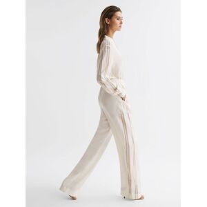 Reiss Rowan Lace Side Stripe Trousers, Cream - Cream - Female - Size: 8