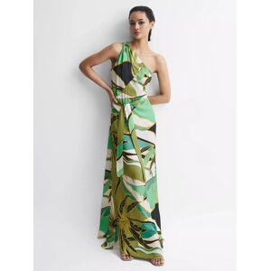 Reiss Tina One Shoulder Maxi Dress, Green/Multi - Green/Multi - Female - Size: 6