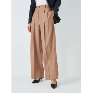 John Lewis Plain Wool Blend Wide Leg Trousers - Camel - Female - Size: 10