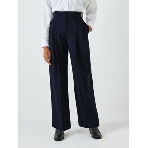 John Lewis Plain Wool Blend Wide Leg Trousers - Navy - Female - Size: 8