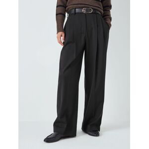 John Lewis Plain Wool Blend Wide Leg Trousers - Black - Female - Size: 8