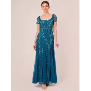 Adrianna Papell Beaded Mermaid Dress, Teal Sapphire - Teal Sapphire - Female - Size: 12