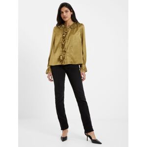 French Connection Aleeya Satin Lace Detail Blouse, Nutria - Nutria - Female - Size: S