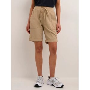 KAFFE Naya Elastic Waist Cotton Shorts - Classic Sand - Female - Size: 18