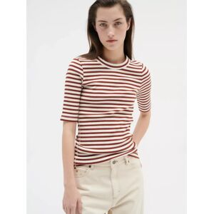 InWear Dagna Short Sleeve Stripe T-Shirt, Cherry Mahogany - Cherry Mahogany - Female - Size: XS