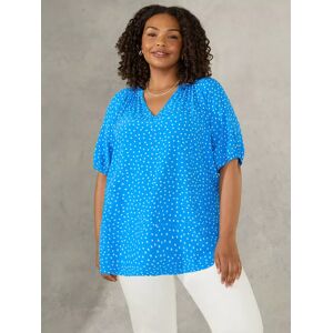 Live Unlimited Curve Spot Short Sleeve Blouse, Blue - Blue - Female - Size: 14