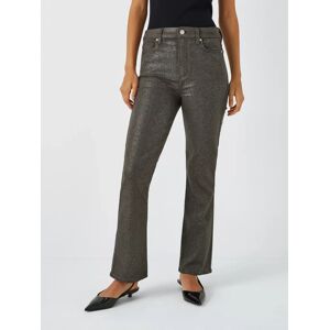 PAIGE Claudine Glittery Faux Leather Flared Trousers, Grey - Grey - Female - Size: 24