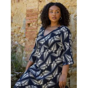 Live Unlimited Curve Tribal V Neck Midaxi Dress, Black/White - Black/White - Female - Size: 12