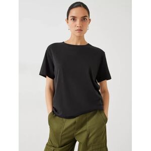 HUSH Hattie Cotton Slub Crew Neck T-Shirt - Black - Female - Size: XS