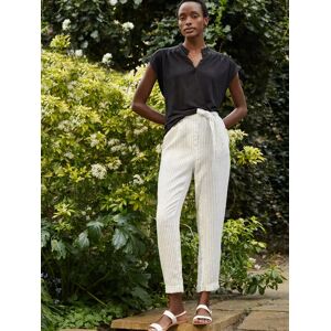 Baukjen Jaycee Linen Striped Tapered Trousers, White - White - Female - Size: 10