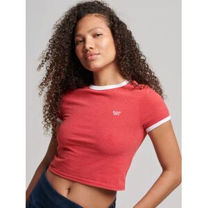 Superdry Organic Cotton Ringer Crop T-Shirt - Red/Optic White - Female - Size: 16